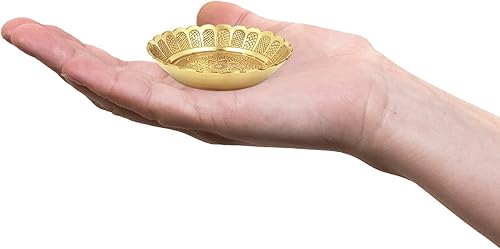 Miniatura 4 de Shubhkart Juego de platos Nakshi de latón macizo para puja, decoración y regalo ideal (4.3 in, 3 unidades, latón macizo)