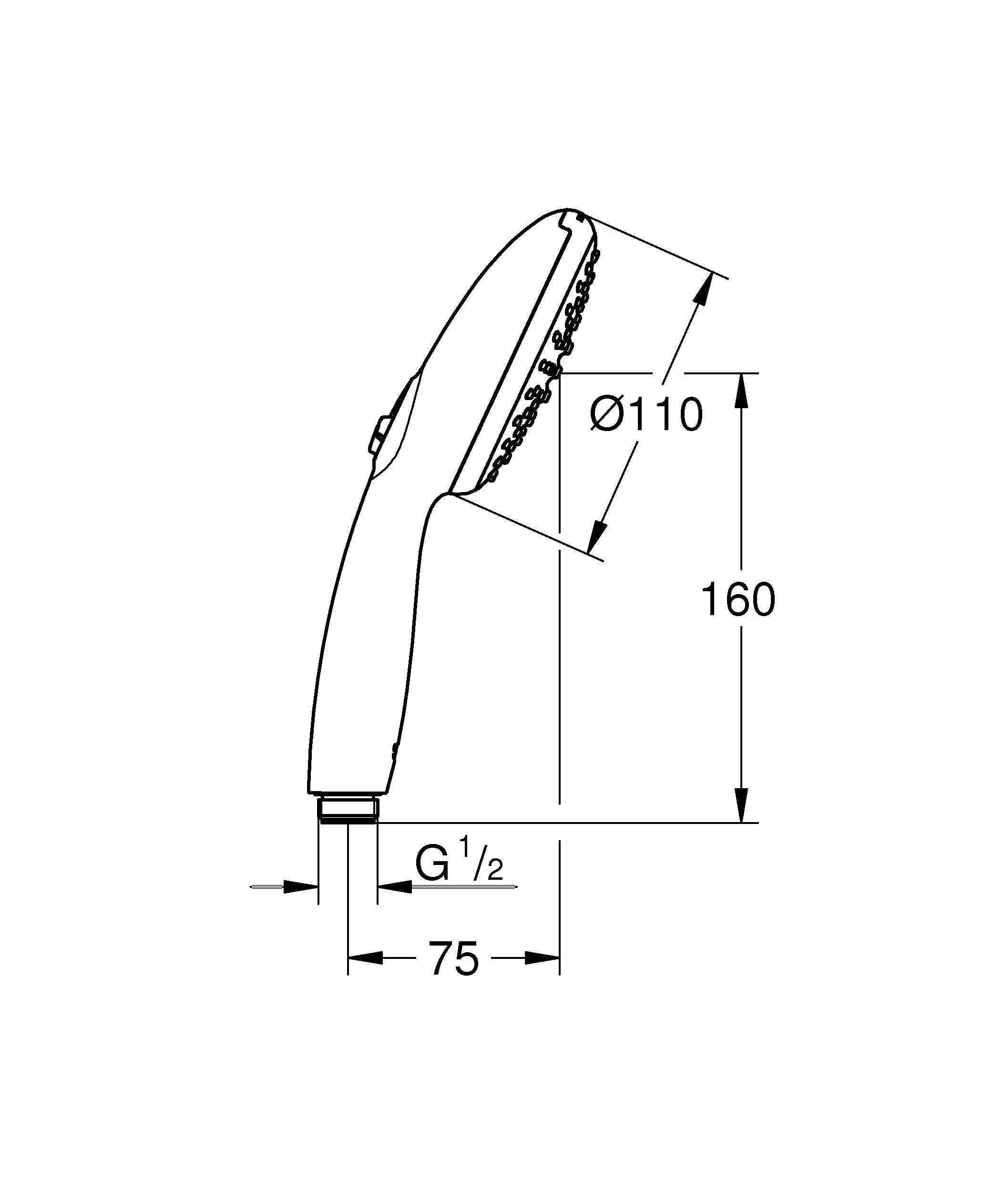 GROHE Vitalio 27946001 głowica prysznicowa oszczędzająca wodę, 8 l na min (słuchawka prysznicowa, 2 rodzaje strumienia, regulowana za pomocą pokrętła, uniwersalne przyłącze, silikonowy pierścień