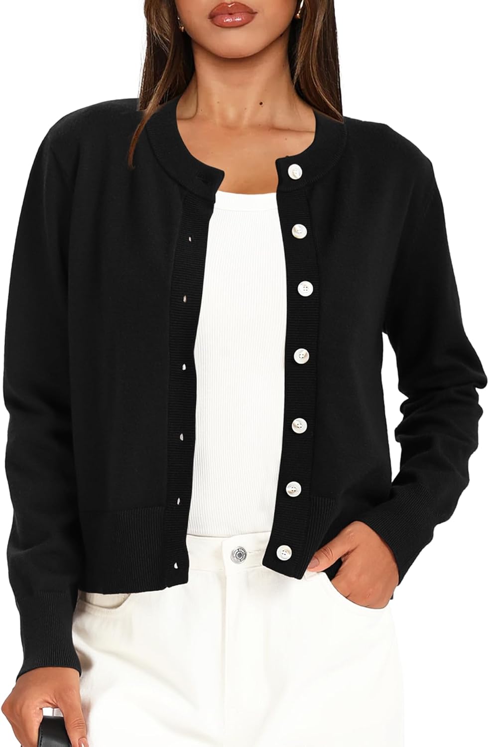 Darong Womens Cardigan Sweaters Button Down Lightweight Crew Neck Outfits Spring Fashion 2026 Clothing - Image 5