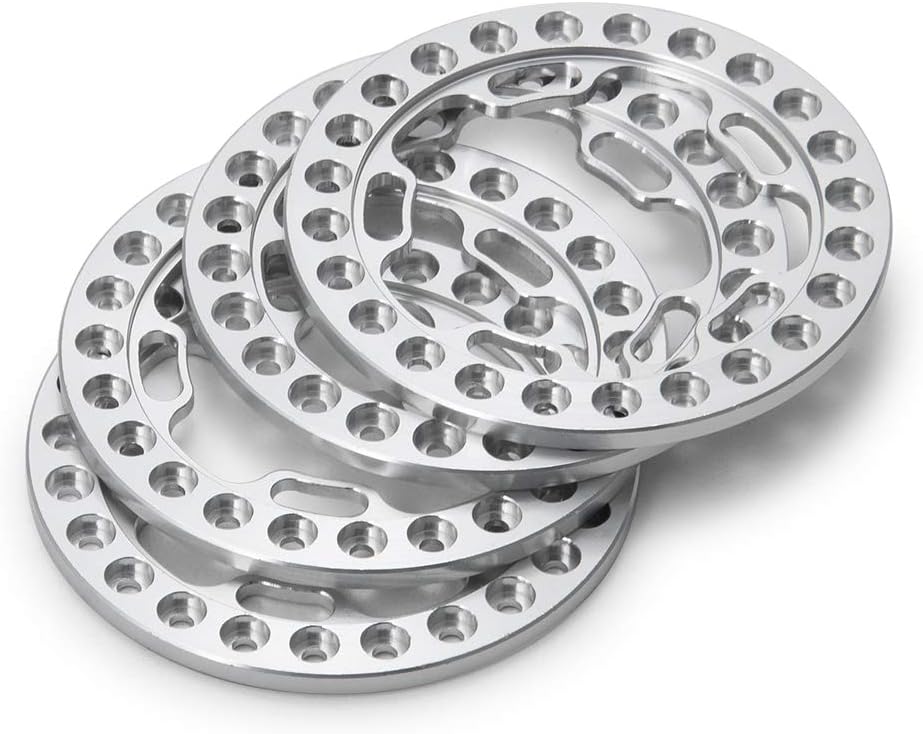 RCLIONS 4PCS Aluminum Metal 1.9inch Beadlock Wheels Rims and Replacement Ring for 1:10 Crawler RC Car SCX10 TRX4