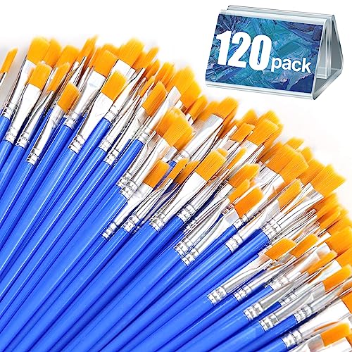 Image of AROIC Paint Brushes Set,120 pcs Nylon Hair Brushes for Acrylic Oil Watercolor Artist Professional Painting Kits