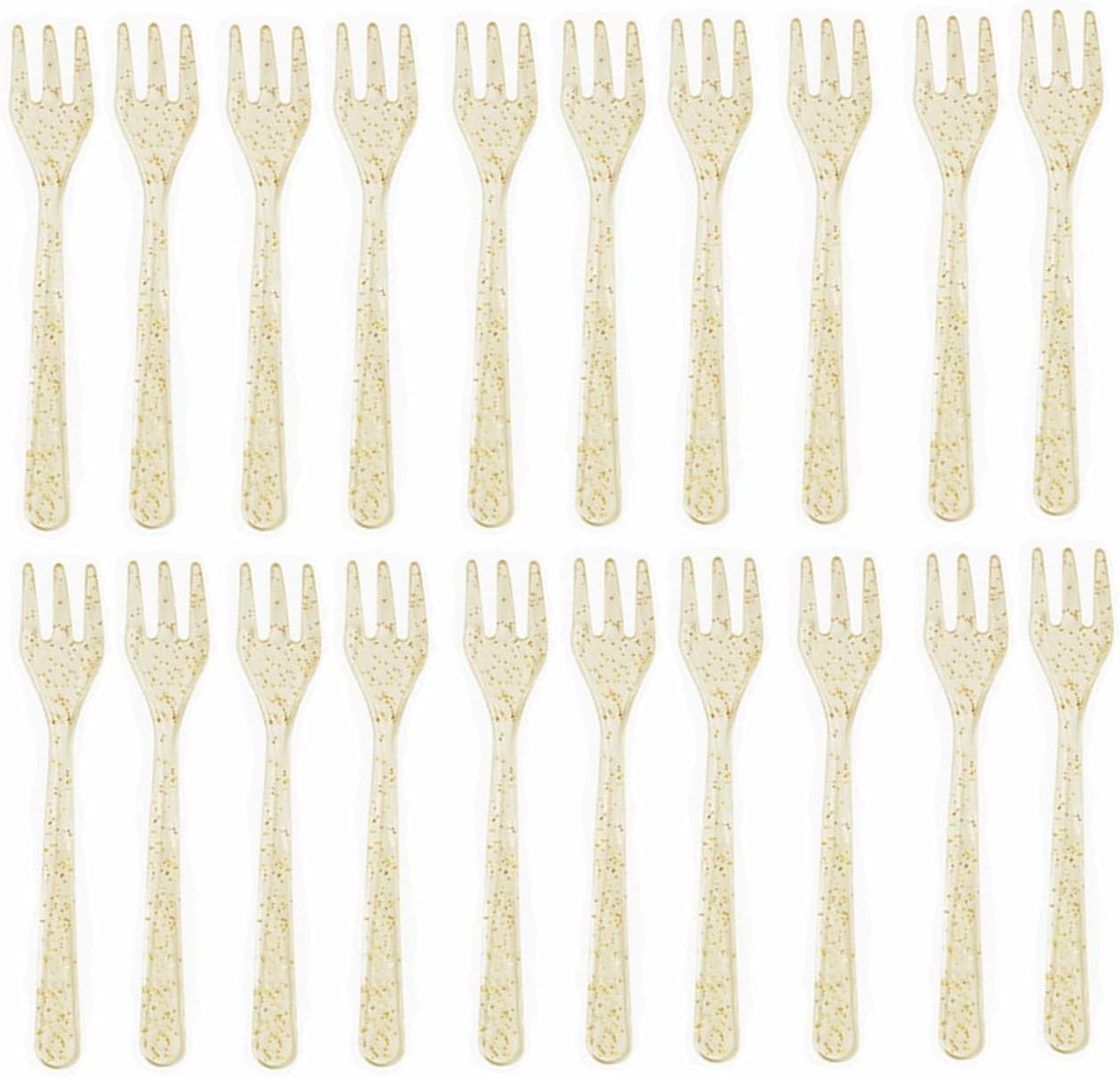 200 Pcs Mini Disposable Plastic Forks, Small 3.7" Tasting Forks, Tiny Utensils Fork for Appetizer Cocktail Dessert Fruit (Gold)