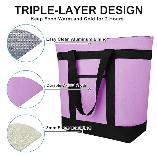 Miniatura 9 de CIVJET Bolsa de mano reutilizable aislada para compras de comestibles para mujereshombres, pizzabolsa de entrega de alimentos para mantener la