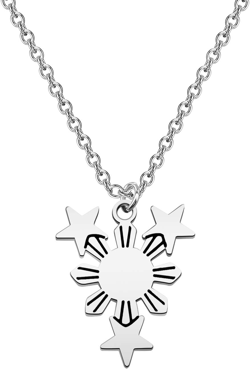 MYOSPARK Philippines Sun Necklace - Star Necklace Philippine Pride Jewelry Gift For Filipino
