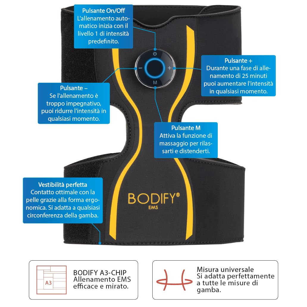 Bodify® EMS Leg Trainer PRO – Attivazione mirata della muscolatura delle Gambe! – Attivazione Muscolare – Allenamento EMS – Allenamento delle Gambe – per Uomini e Donne L'Originale