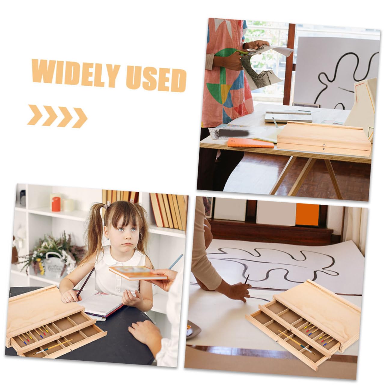 Boîte de Rangement pour Matériel D'artiste en Bois Portable à Tiroirs