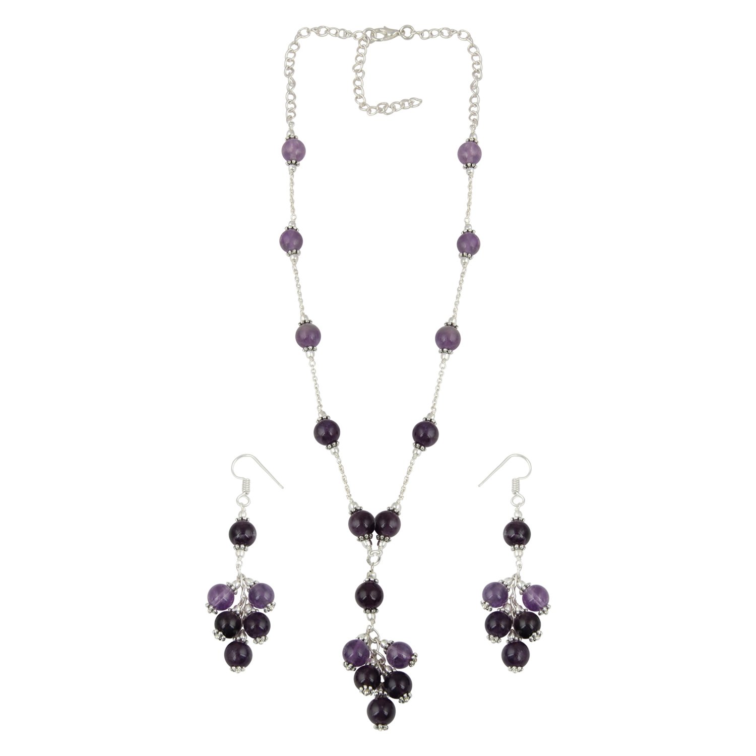Pearlz Gallery Joyful Amethyst Beaded Necklace and Earrings Trendy Jewelry Set for Women (B01LZCHSYY) Amazon Price History, Amazon Price Tracker