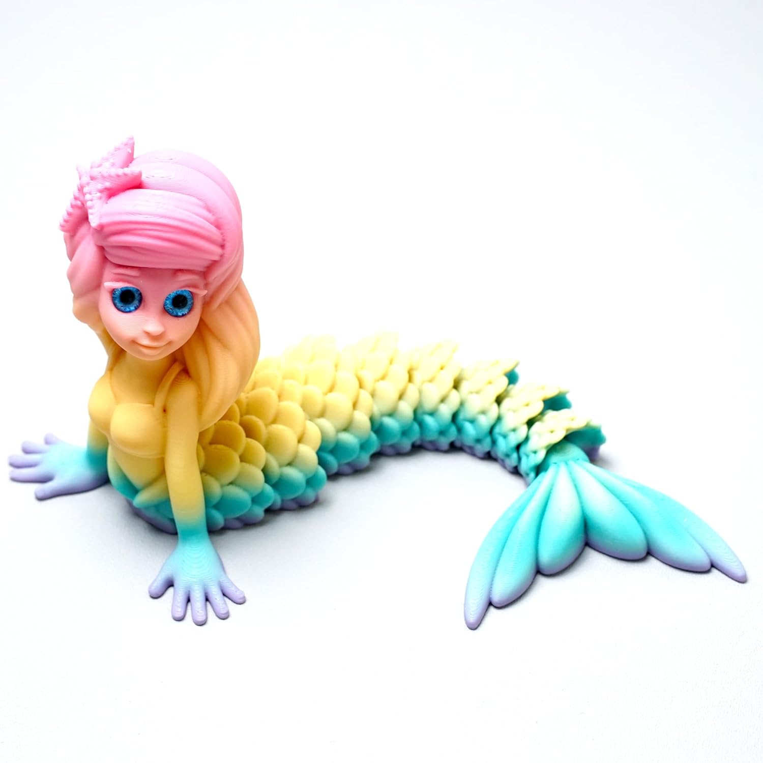 3D Printed Mermaid Model,Flexible Realistic Articulated Animal Fidget Toys,Mystery Figurines Gifts for Easter,Executive Desk Funny Décor and Festival Collectible,Easter Basket Stuffers (CH)