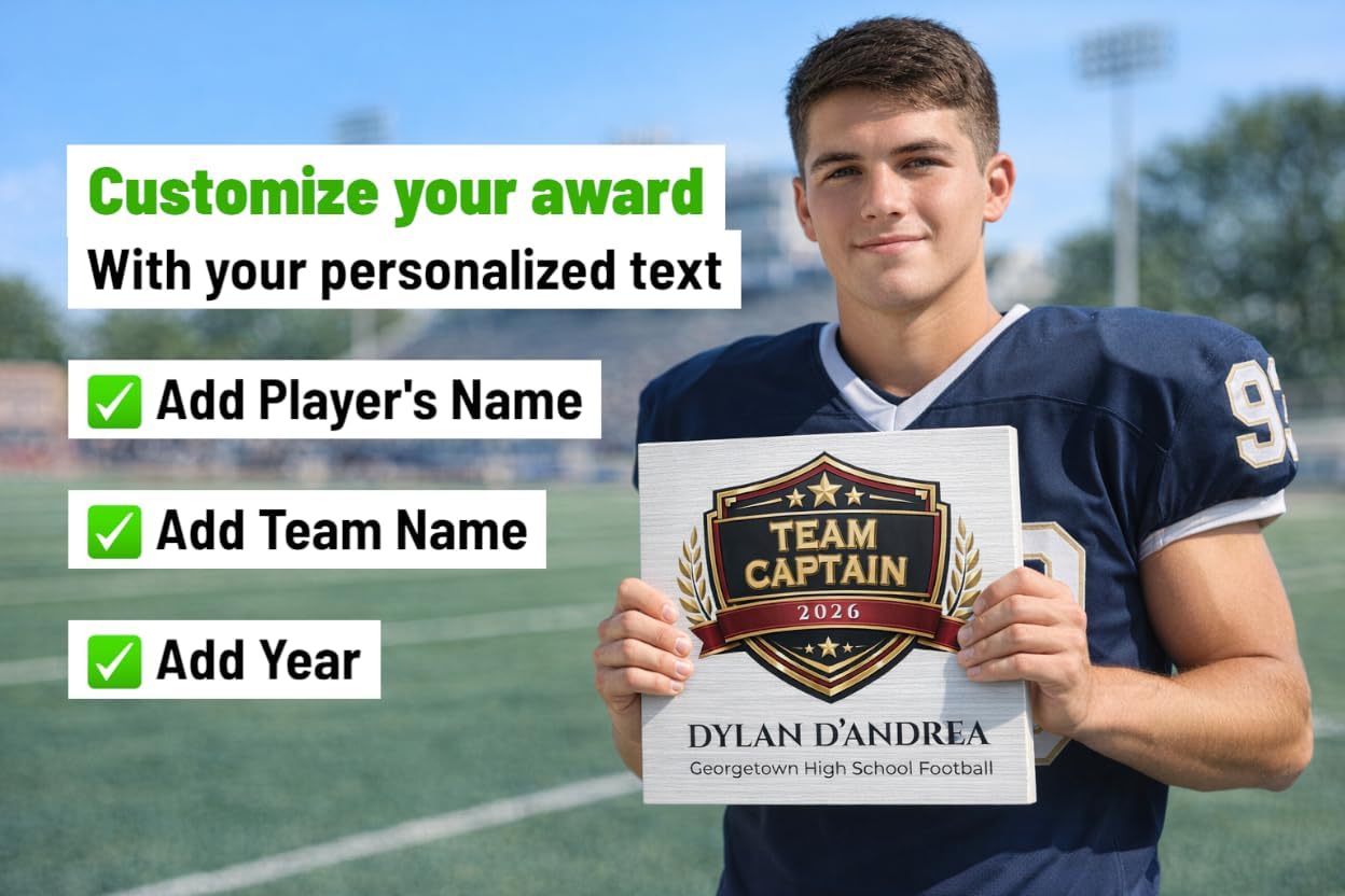 Broad Bay Personalized MVP Sports Award Plaque, Custom Player Name Team Year, Solid Wood 10.5 x 10.5 in, End of Season Trophy Gift
