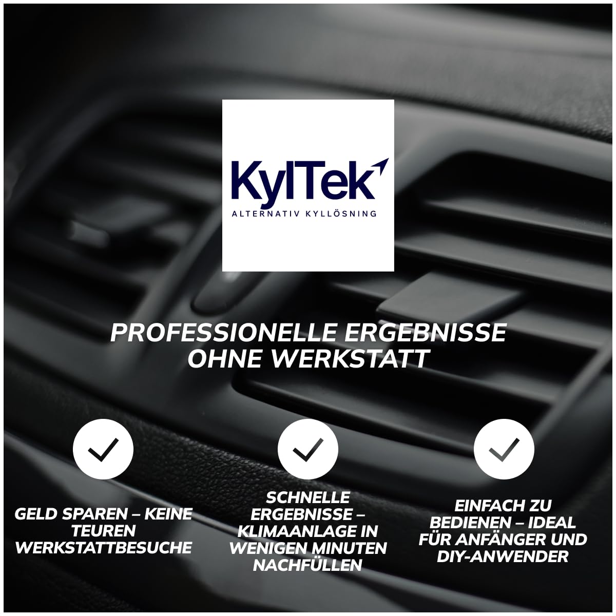 KylTek 3in1 Kit Ricarica Aria Condizionata R134a (2x Bombolette da 400ml + Tubo) – Gas Sostitutivo – Auto fino al 2016