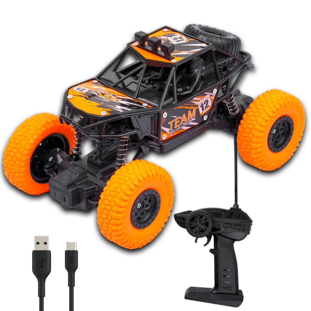 Gooyo GY-23 Rechargeable Remote Control Rock Crawler | 45° Climbing High Speed RC Car Toy for Kids | Orange Color, Power Source: Lithium Battery for Car (Included) (B0CZYR5JJJ) Amazon Price History, Amazon Price Tracker