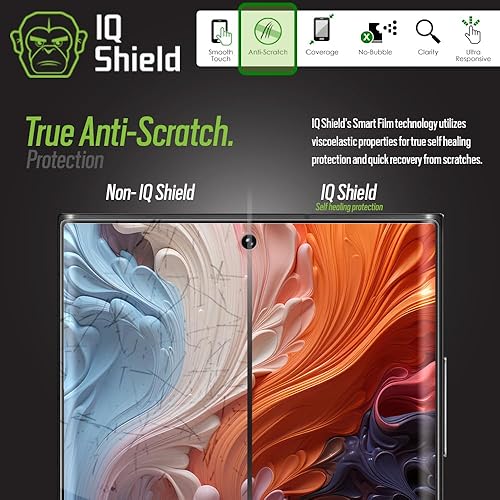 Miniatura 5 de IQShield Paquete de 2 protectores de pantalla para Galaxy S22 Ultra película de TPU transparente, instalación sin burbujas, resistente a los
