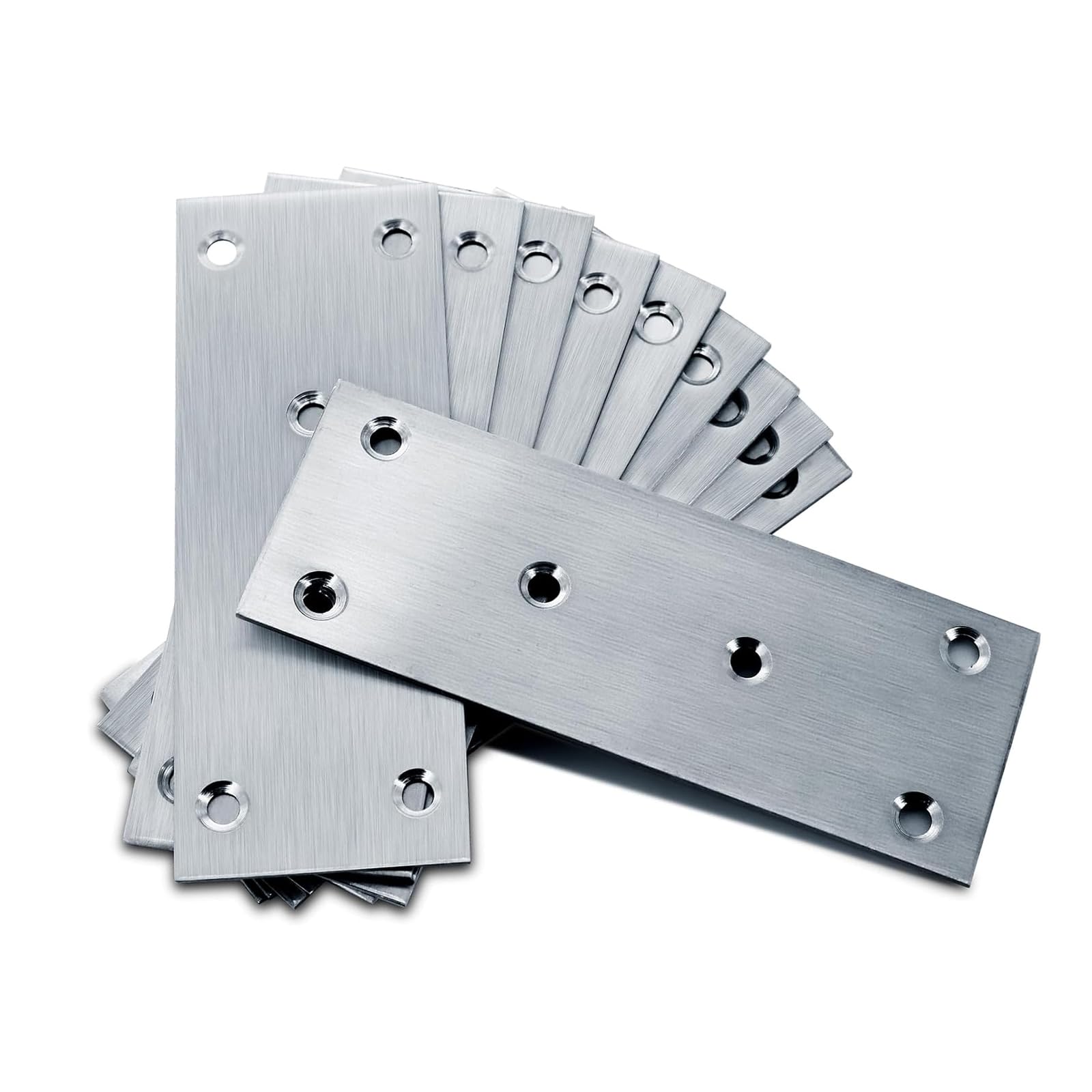 Toolzia10pcs 128 × 48 × 1.70mm Flat Brackets for Wood, Flat Joining Plates, Sleeper Bracket Heavy Duty, Stainless Steel Mending Plates for Connector, Metal Brackets for Wood Fixing