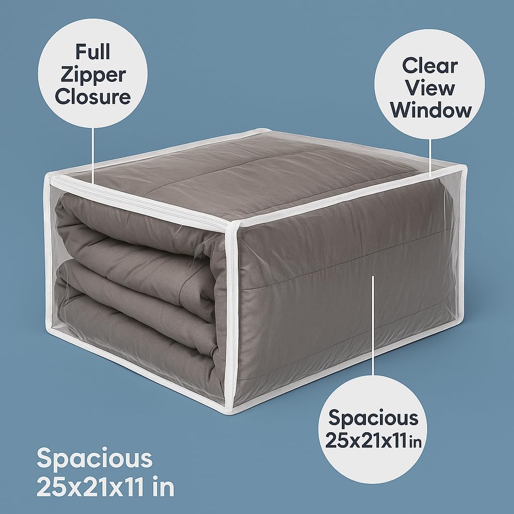 Sacchetti in vinile trasparente con cerniera, 63 x 53 x 28 cm, set da 5
