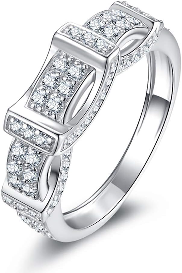 Avalyne Anniversary Ring for Women by Ginger Lyne | Sterling Silver Cubic Zirconia Wedding Band for her | Bridal Jewelry for Wife or Girlfriend