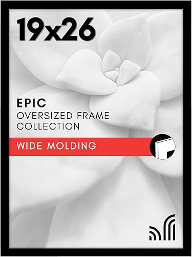 Vista 121 de Americanflat Portarretratos de 12 x 17 pulgadas con plexiglás pulido, marco de fotos color negro, marcos de fotos anchos hechos de madera