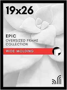 Americanflat 19x26 Picture Frame with Polished Plexiglass - Black Picture Frame - Wide Photo Frames Made of Engineered Wood for Vertical or Horizontal Wall Display - Epic Collection - Black