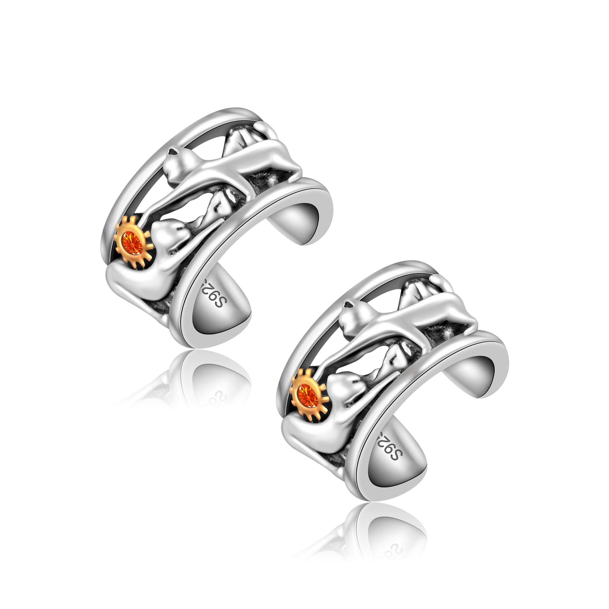 CHIC &amp; ARTSY 925 Sterling Silver Ear Cuffs for Women, Non Piercing Clip On Cartilage Cuffs, Adjustable Fake Conch &amp; Helix Earrings, Gold Plated &amp; Oxidized Various Styles