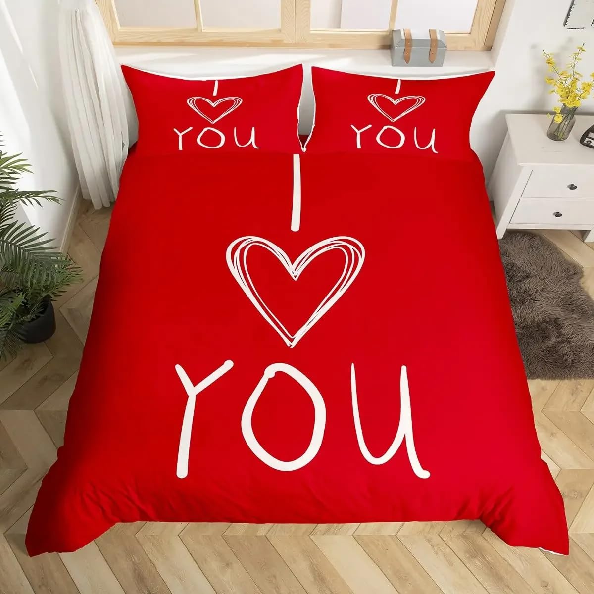 Housse de couette en microfibre douce 260x240 cm rouge design épuré de qualité