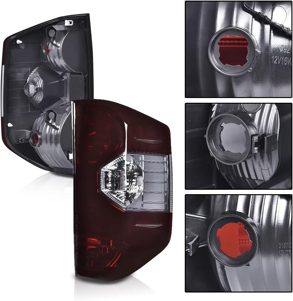 ALLGOOD Tail Lights Assembly w/o Bulbs Left Driver & Right Passenger Side Compatible with Toyota Tundra 2014-2021 Smoky Lens Rear Tail Lamp