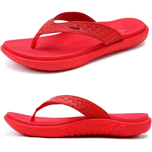 KuaiLu Womens Flip Flops Ladies Yoga Mat Comfortable Walking Thong Sandals With Plantar Fasciitis Arch Support Slip On Indoor Outdoor For Summer