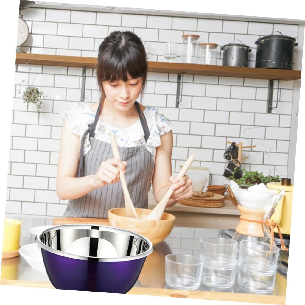 Gatuida 3pcs Stainless Steel Nesting Mixing Bowls Set Thickened Kitchen Bowls Household Cooking with Colorful Finish