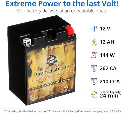 Miniatura 39 de Pirate Battery YTX7A-BS 12V 90 CCA AGM - Batería de 6 Ah sin mantenimiento para ATV, scooter, motocross, ciclomotor, terminal de tuerca y perno T3