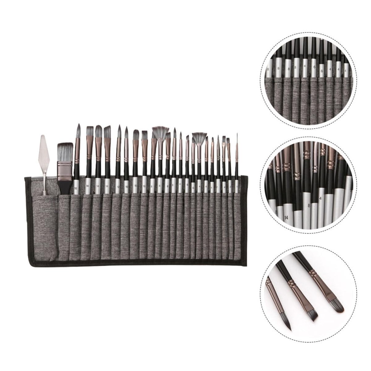 ibasenice 24 Pièces Set de Pinceaux à Peinture Nylon pour Dessin d'Élève et Dessin à l'huile avec Paquet