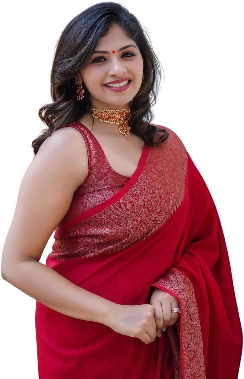 Pure Banarasi Style Women's Kanjivaram Silk Sari with Wedding Blouse (Yatri)