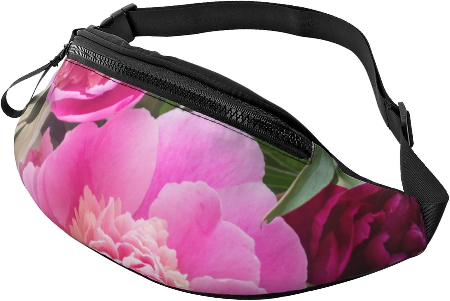 Pink Botanical Floral Fanny Pack for Women Men Fashion Waist Pack Crossbody Bum Bags for Hiking Running Travel Waist Bag