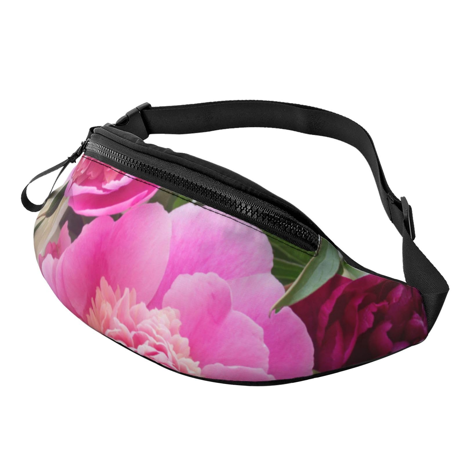 Pink Botanical Floral Fanny Pack for Women Men Fashion Waist Pack Crossbody Bum Bags for Hiking Running Travel Waist Bag