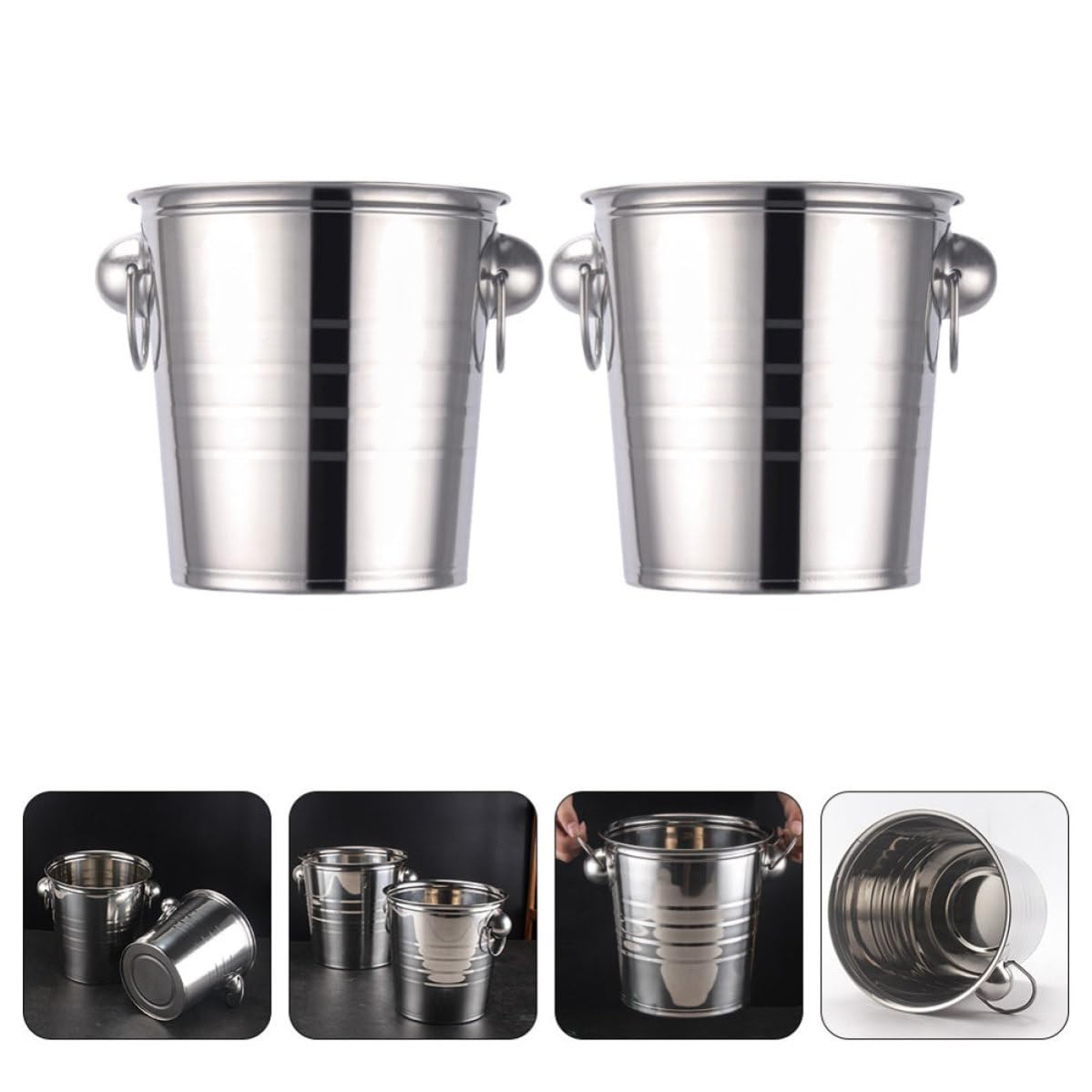 Artibetter 2 Piezas Cubitera de Hielos Portátil de Acero Inoxidable 3l