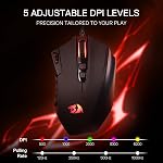 Redragon M921 MMO La souris du jeu 12400 DPI Filaire haute précision RGB Les souris w/18 Boutons programmables, 12 Side Macro Keys, Supports logiciels pour PC portable