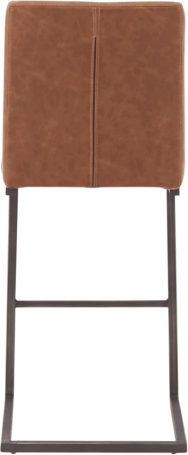 New Pacific Direct Ronan PU Leather Counter, Set of 2 Bar & Counter Stools, Antique Cigar Brown