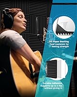 Vista 3 de Paquete de 24 paneles acústicos de espuma a prueba de sonido con autoadhesivos para pared, 12 x 12 x 2 pulgadas, de alta densidad, reducen