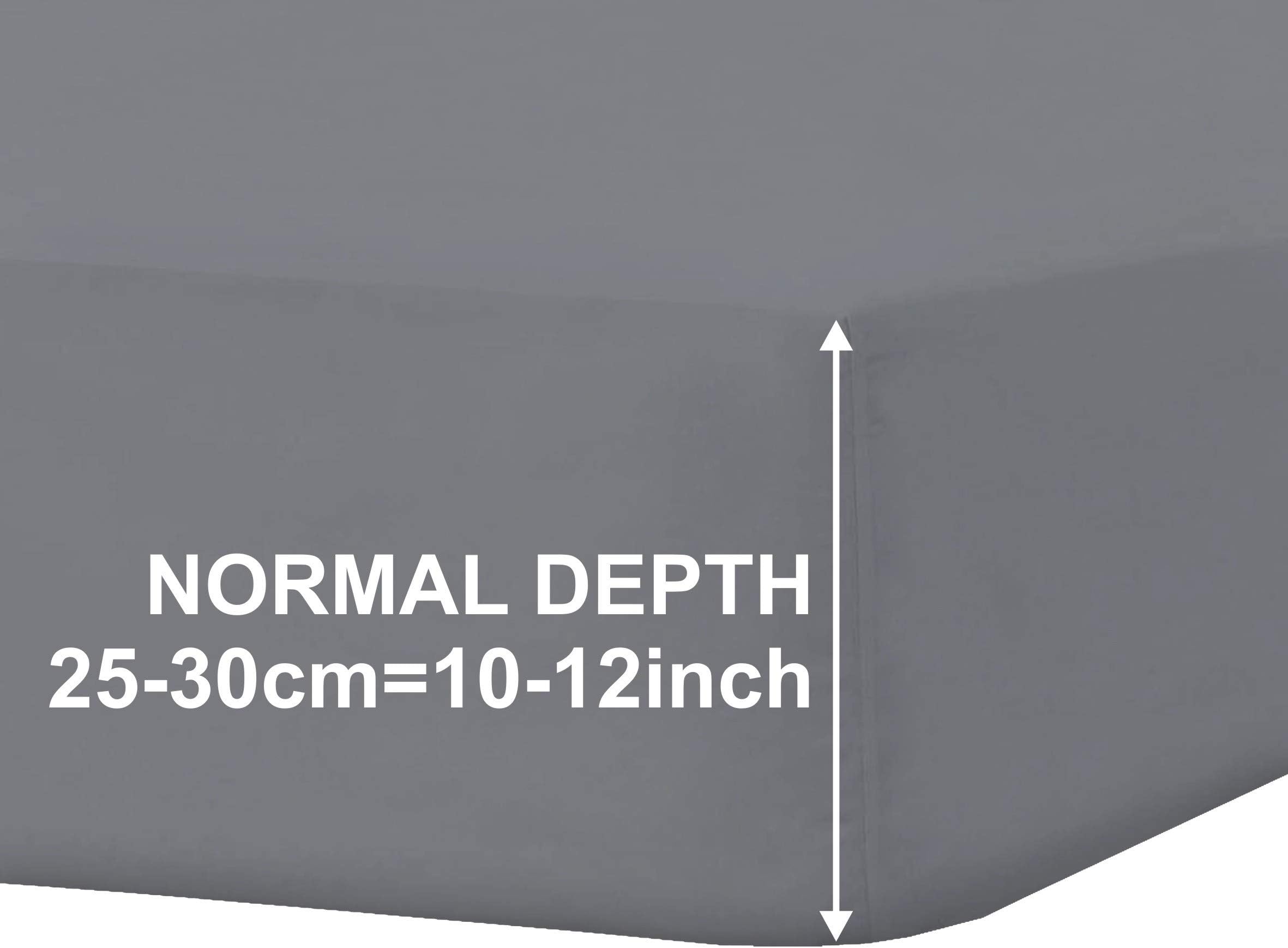 bemodePlain Dyed FITTED SHEETS Solid Colour Easy Care Bedding Single Small Double Super King Size Cot Bed (Grey - King)