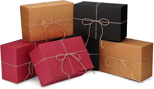 Spiareal 12 cajas de regalo con tapas, cajas de papel kraft de Navidad, cajas de regalo con cordel para Navidad, boda, cumpleaños, dama de honor, Spiareal 12 cajas de regalo con tapas, cajas de papel kraft de Navidad, cajas de regalo con cordel para Navidad, boda, cumpleaños, dama de honor,