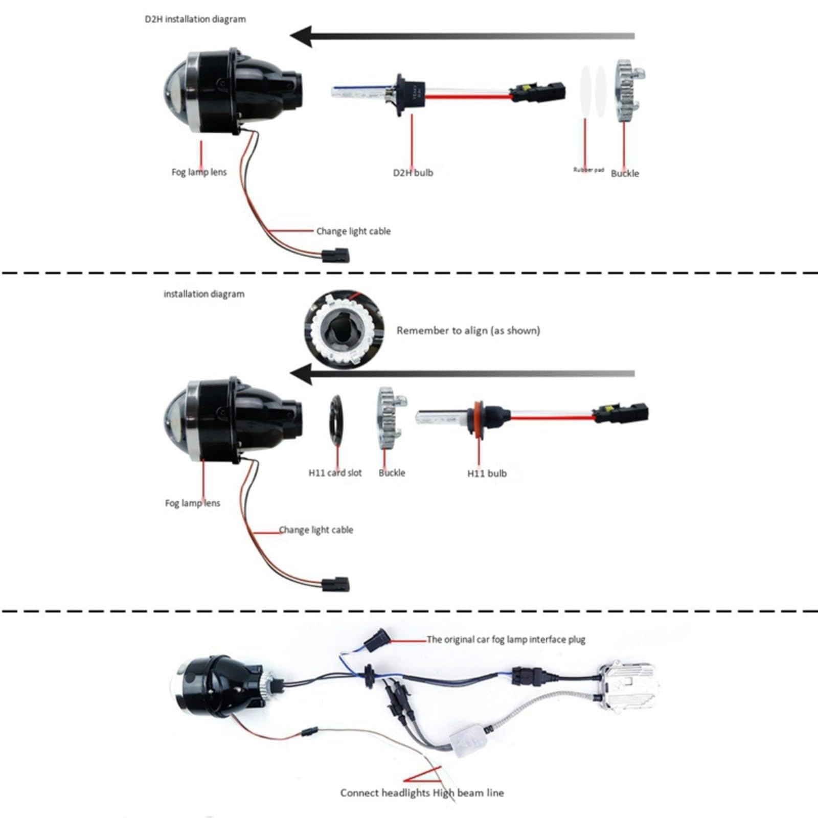 Mistlampen Dla Aqua 2012-On 3-calowy projektor światła przeciwmgielnego 12000 Dla lm Bi-Xenon HID Lampa przeciwmgielna