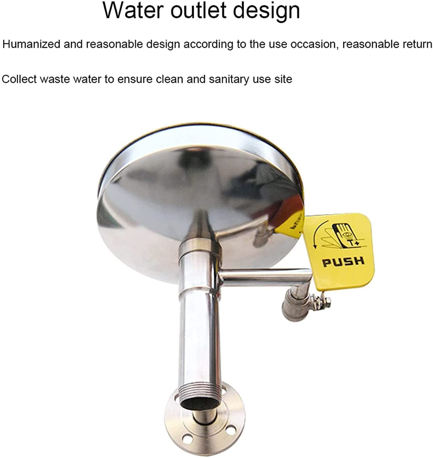 Station de lavage oculaire d'urgence à débit d'eau – Poignée murale pour la sécurité, équipement en acier inoxydable – Station de lavage des yeux