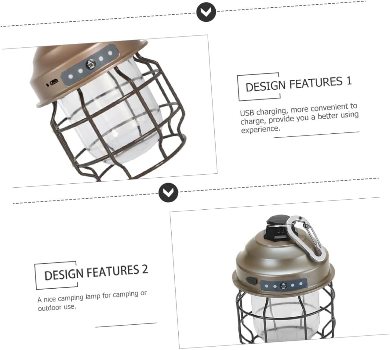 Rechargeable Retro USB Camping Lantern Portable Outdoor Hanging Lamp Wear-Resistant Multipurpose Light with Button Control for Tent Hiking