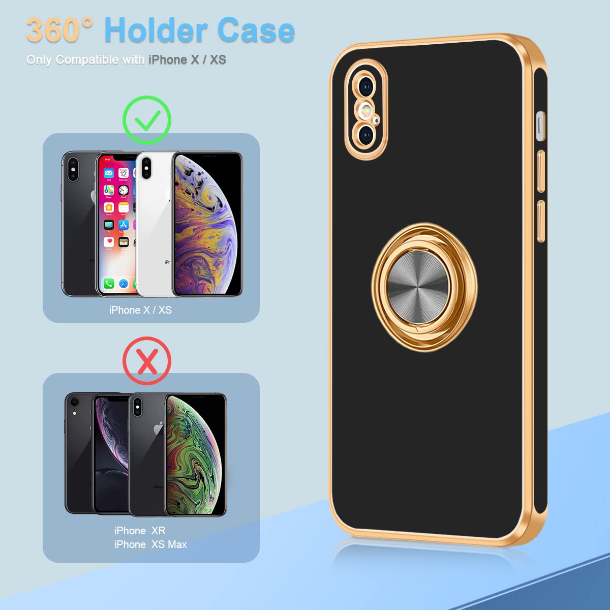 Amazon.com: Fingic for iPhone X Case,iPhone Xs Case with Ring