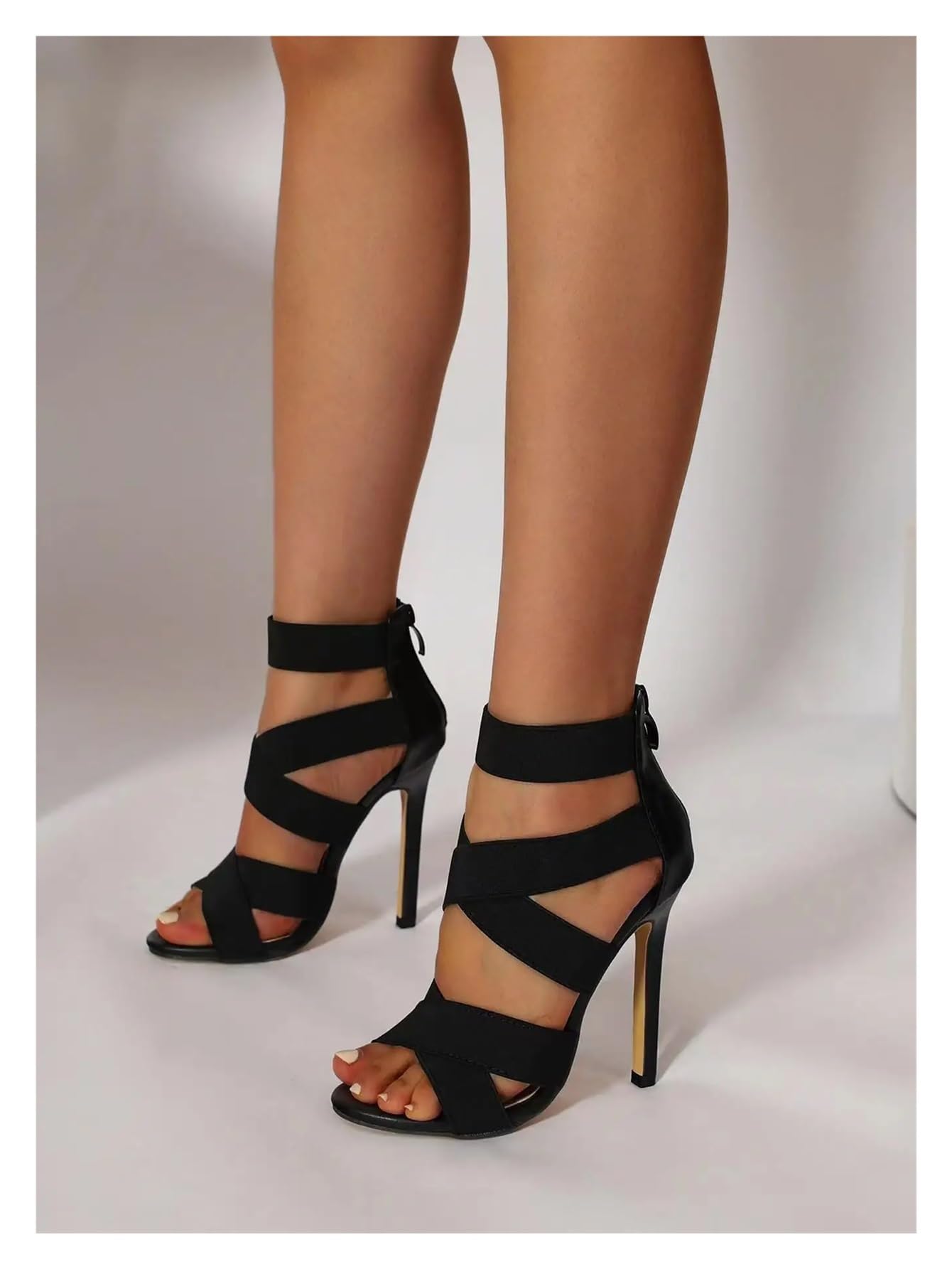 Scarpe da Ballo Latino Sandali da Ballo da Donna con Suola Rigida Nera e Tacco Alto da 10 cm, for Danza Latina, Moderna e Jazz, for Feste estive, Sala da Ballo, Pole Dance