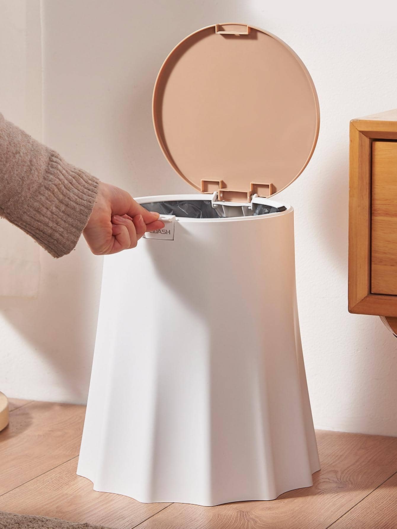 LEVGRY Trash Bin Kitchen Dustbin Rubbish Can Garbage Container Plastic Stub Waste Basket with Press Top Lid & Inner Bucket for Bathroom Living Room Office Bedroom Home