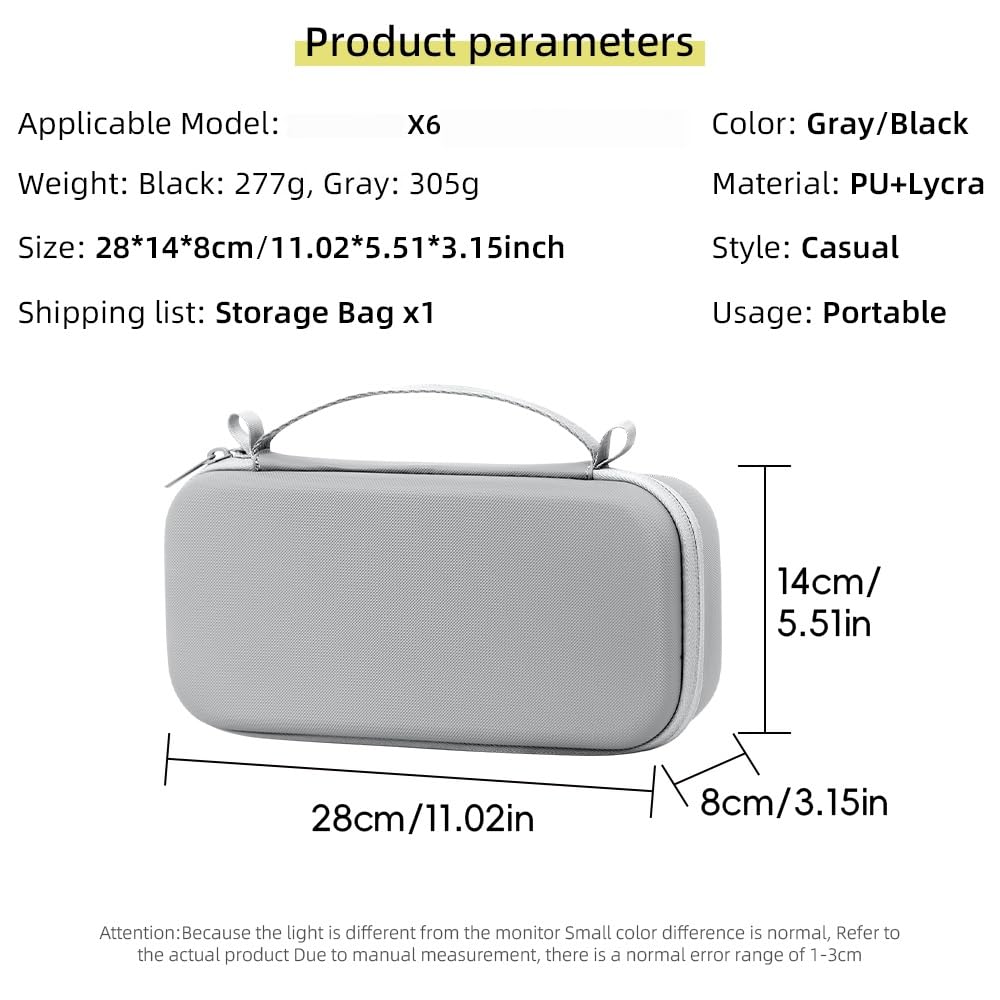 Generico Borsa porta fotocamera antipolvere per Insta360 X6, custodia rigida protettiva impermeabile con tracolla(Grigio)