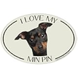 Imagine This Company I Love My Breed Oval Shaped Pet Magnet; Removable Magnets for Cars, Fridges, Lockers & More, Stylish Pet Inspired Car Accessories, 4 x 6 inches, 1 Item, Beige, Min Pin