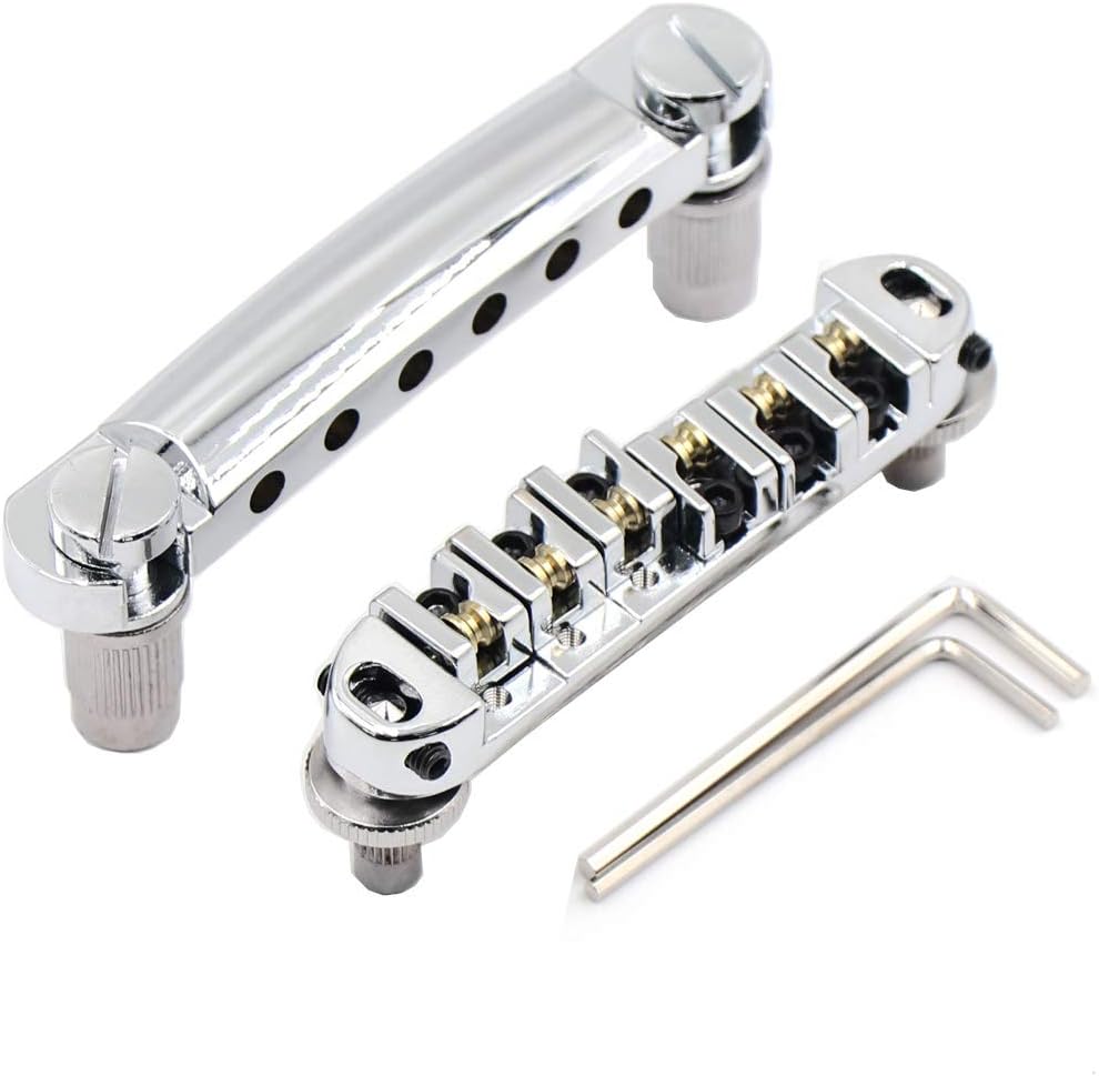 Tune-O-Matic Guitar Bridges, Electric Guitar Bridge Roller Saddle Replacement Parts & Accessories (Chrome)