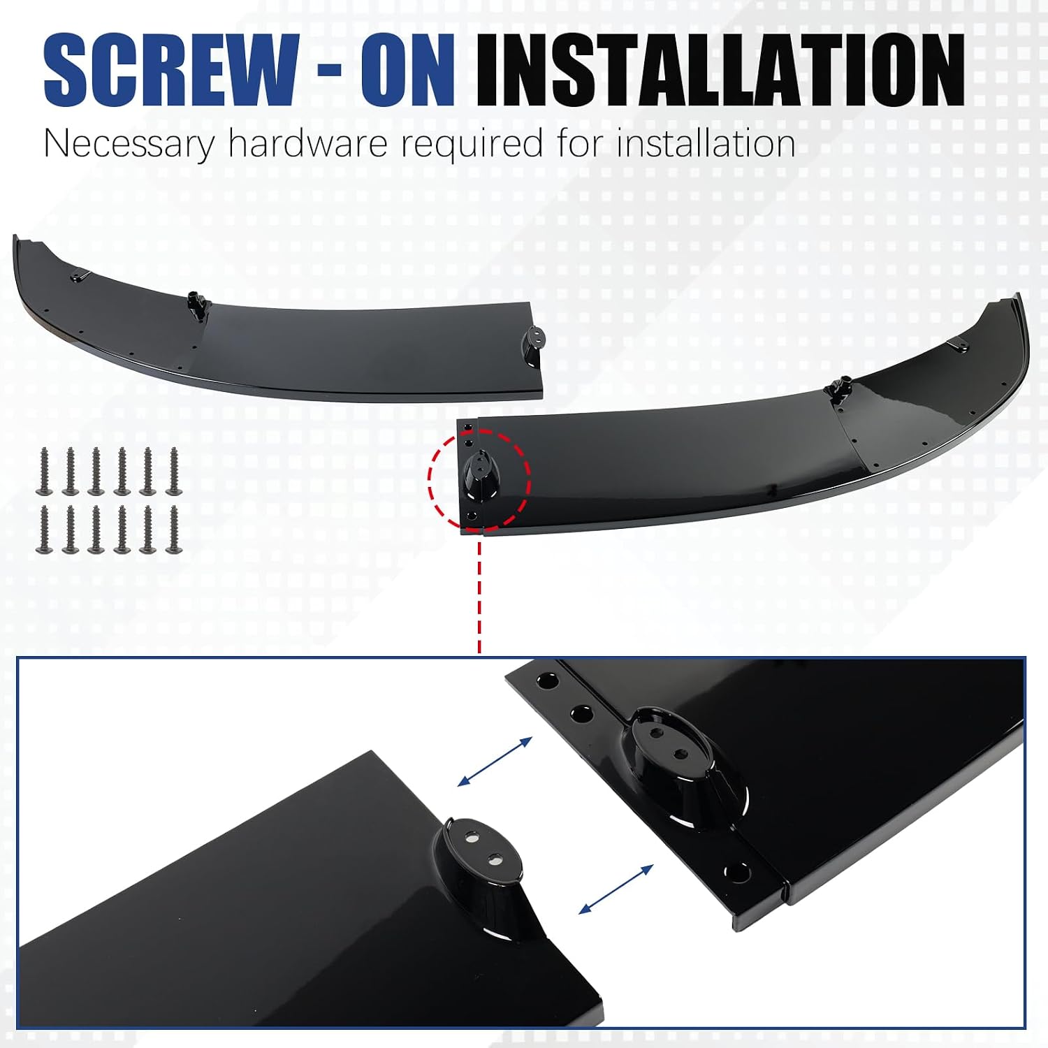 Fit for 2011-2016 BMW 4 Series F10 F18 M Sport Front Bumper Lip - 528i 535i 535d 550i, 4pcs Gloss Black ABS Air Splitter Chin Body Kit OEM Style (M Sport Model Only)