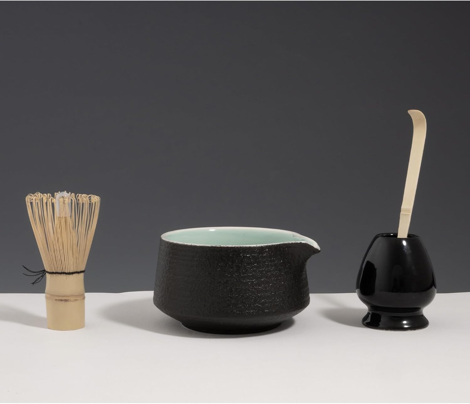 Matcha Tea Set Bamboo Whisk And Bowl,Green Tea Set,Matcha Starter Making Kit,Ceremonial Matcha Kit, Gifts Set For Lover(Charcoal)