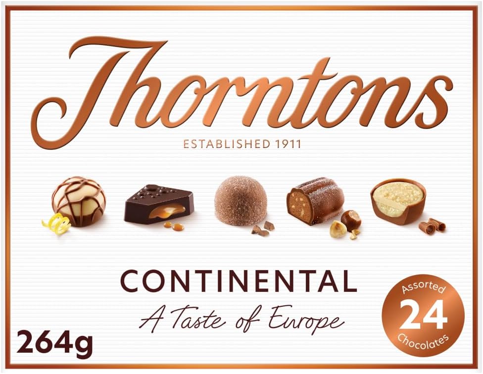 Continental Chocolate Gift, Perfect for Sharing, Gifts for Women and Men, Unique Flavours Milk, White, Dark Chocolate, 264g