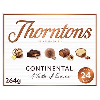 Thorntons Continental Chocolate Gift, Perfect for Sharing, Gifts for Women and Men, Unique Flavours Milk, White, Dark Chocolate, 264g